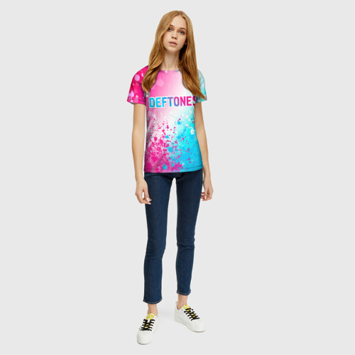 Женская футболка 3D Deftones neon gradient style посередине, цвет 3D печать - фото 5
