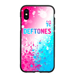 Чехол для iPhone XS Max матовый Deftones neon gradient style посередине