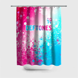 Штора 3D для ванной Deftones neon gradient style посередине