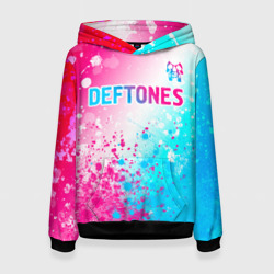 Женская толстовка 3D Deftones neon gradient style посередине