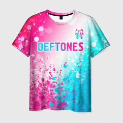 Мужская футболка 3D Deftones neon gradient style посередине