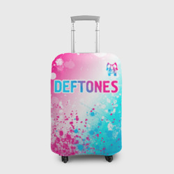 Чехол для чемодана 3D Deftones neon gradient style посередине