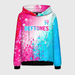 Мужская толстовка 3D Deftones neon gradient style посередине