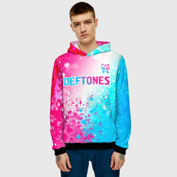 Мужская толстовка 3D Deftones neon gradient style посередине - фото 2