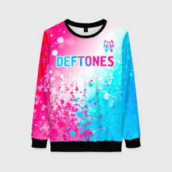 Женский свитшот 3D Deftones neon gradient style посередине