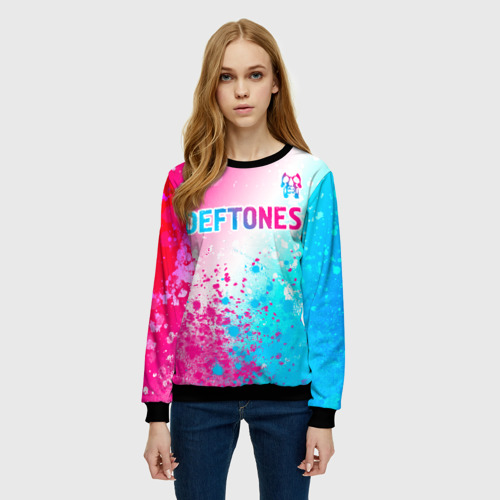 Женский свитшот 3D Deftones neon gradient style посередине, цвет 3D печать - фото 3