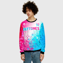 Мужской свитшот 3D Deftones neon gradient style посередине - фото 2