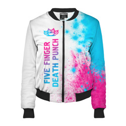 Женский бомбер 3D Five Finger Death Punch neon gradient style по-вертикали