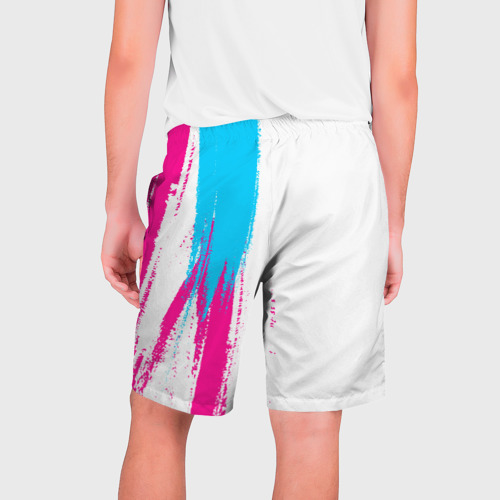 Мужские шорты 3D AC DC neon gradient style по-вертикали, цвет 3D печать - фото 2