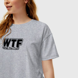 Женская футболка хлопок Oversize WTF какого - фото 2