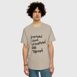 Мужская футболка хлопок Oversize Эмоциональная Верная Интроверт Странная Талантливая - фото 2