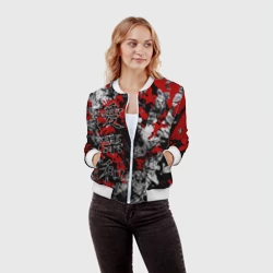 Женский бомбер 3D Японский стиль иероглифы  - фото 2