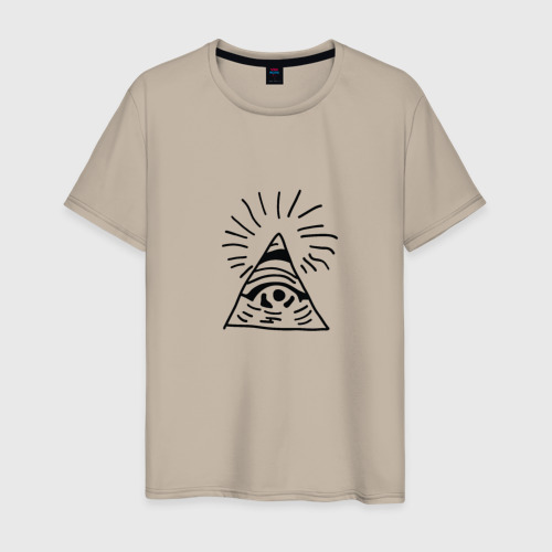 Мужская футболка хлопок Око глаз в треугольнике, цвет миндальный