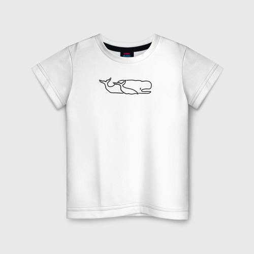 Детская футболка хлопок с принтом Два кита, вид спереди #2