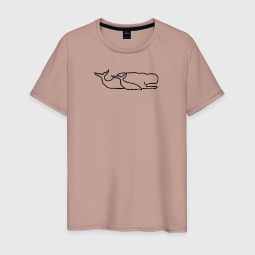 Мужская футболка хлопок Два кита, цвет пыльно-розовый