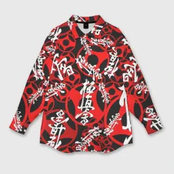 Женская рубашка oversize 3D Карате киокушинкай лого паттерн