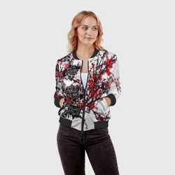 Женский бомбер 3D Японский стиль иероглифы  - фото 2