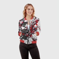 Женский бомбер 3D Японский стиль иероглифы  - фото 2