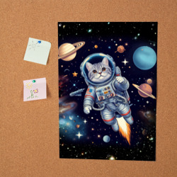 Постер Крутой котик в открытом космосе - нейросеть - фото 2