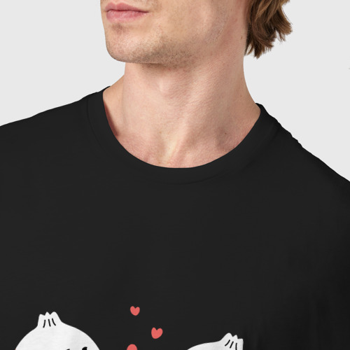 Мужская футболка хлопок Влюбленные пельмешки, цвет черный - фото 6