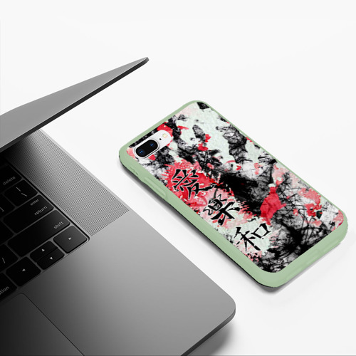 Чехол для iPhone 7Plus/8 Plus матовый Японский стиль иероглифы , цвет салатовый - фото 5
