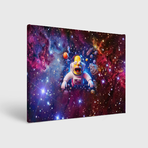 Холст прямоугольный Homer Simpson in space - ai art, цвет 3D печать