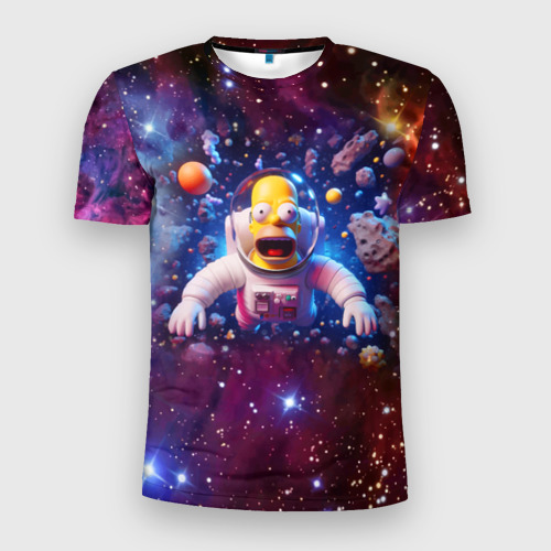 Мужская футболка 3D Slim Homer Simpson in space - ai art, цвет 3D печать