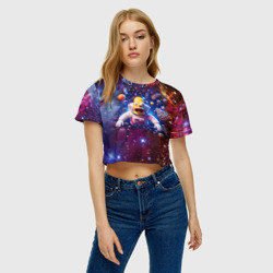 Женская футболка Crop-top 3D Homer Simpson in space - ai art - фото 2