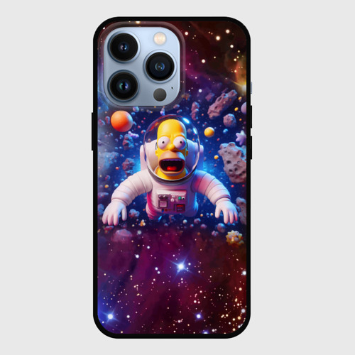 Чехол для iPhone 13 Pro Homer Simpson in space - ai art, цвет черный