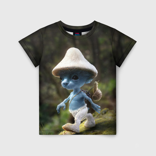 Детская футболка с принтом Шайлушай синий грибок, вид спереди №1