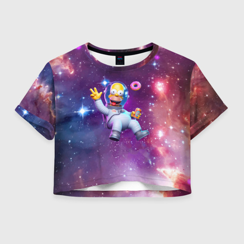 Женская футболка Crop-top 3D Homer Simpson in space - ai art, цвет 3D печать