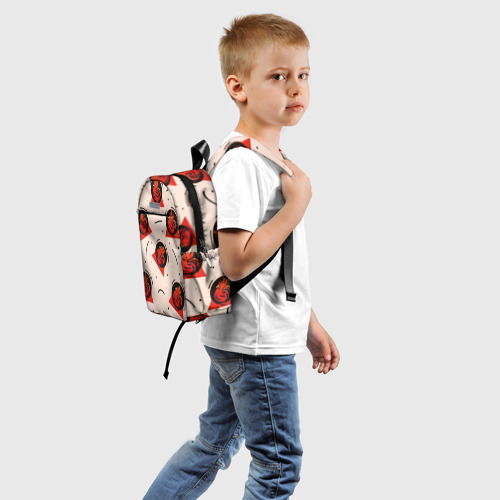 Детский рюкзак 3D с принтом Петух и линии, вид сзади #1
