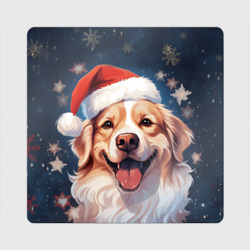 Магнит виниловый Квадрат New Year's mood from Santa the dog