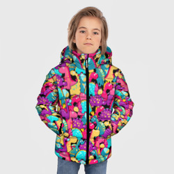 Зимняя куртка для мальчиков 3D Разноцветные пучеглазые динозаврики - фото 2