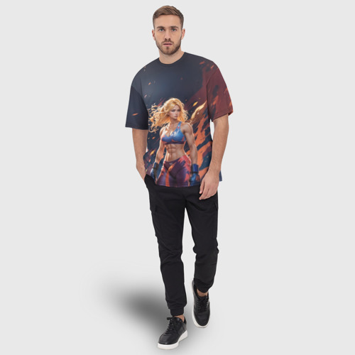 Мужская футболка oversize 3D Девушка-боец ММА, цвет 3D печать - фото 5