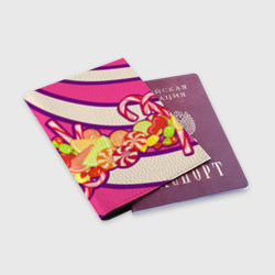 Обложка для паспорта матовая кожа Конфеты и полосы - фото 2