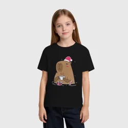 Детская футболка хлопок Новогодний капибара - фото 2