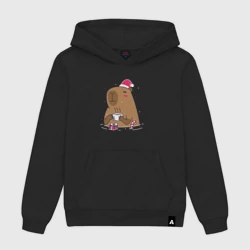 Женская толстовка хлопок Новогодний капибара