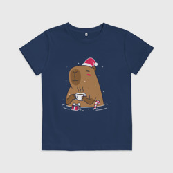 Детская футболка хлопок Новогодний капибара