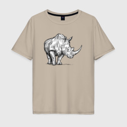 Мужская футболка хлопок Oversize Носорог стоит