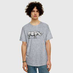 Мужская футболка хлопок Oversize Носорог в профиль - фото 2