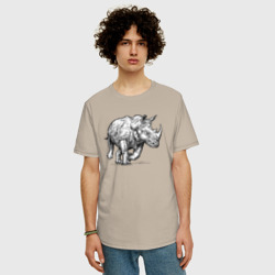 Мужская футболка хлопок Oversize Носорог бежит - фото 2