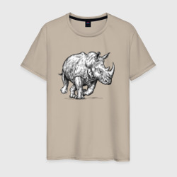 Носорог бежит – Мужская футболка хлопок с принтом купить со скидкой в -20%