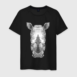 Носорог белый анфас – Мужская футболка хлопок с принтом купить со скидкой в -20%