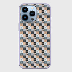 Паттерн в клетку с абстрактными элементами – Чехол для iPhone 14 Pro с принтом купить