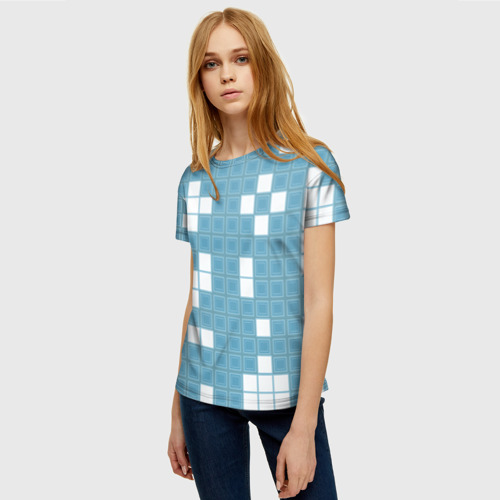 Женская футболка 3D с принтом Brick game - зимние танчики, фото на моделе #1