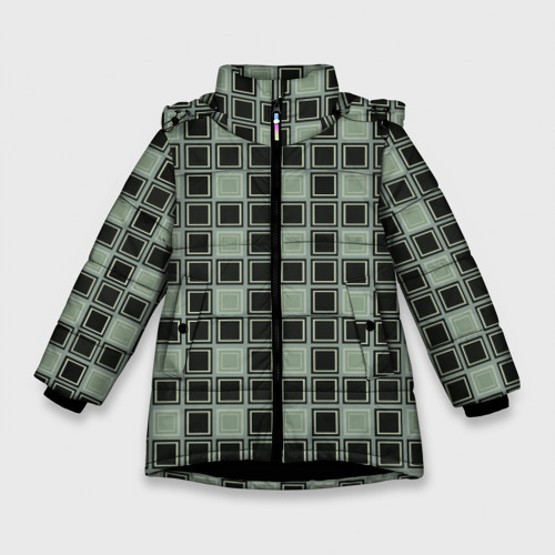 Зимняя куртка для девочек 3D Brick game - узор, цвет черный