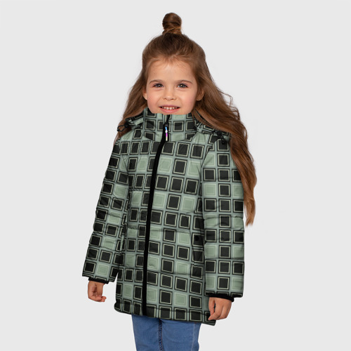 Зимняя куртка для девочек 3D Brick game - узор, цвет черный - фото 3
