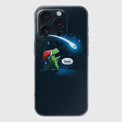 Чехол для iPhone 16 Pro Max силиконовый с защитой камеры Новогодний ти рекс