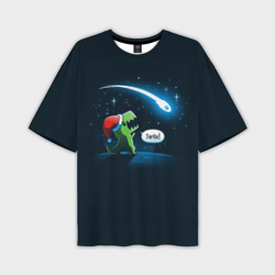 Мужская футболка oversize 3D Новогодний ти рекс